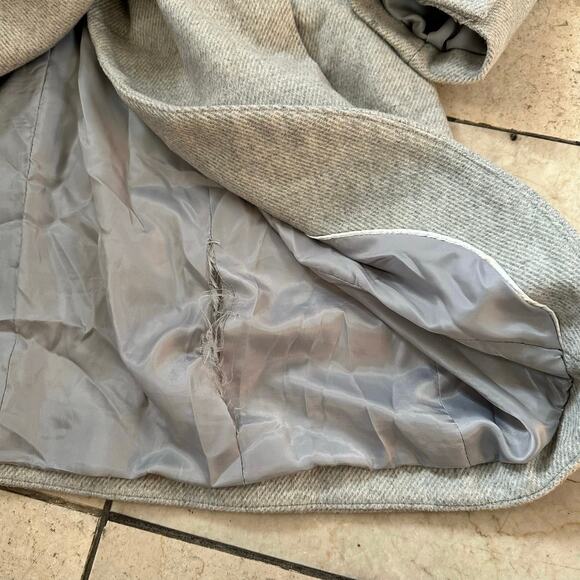 T Tahari Womens S ? Oversized Drape Collar Pea Coat Wool Blend Gray Winter Fall - Picture 6 of 12